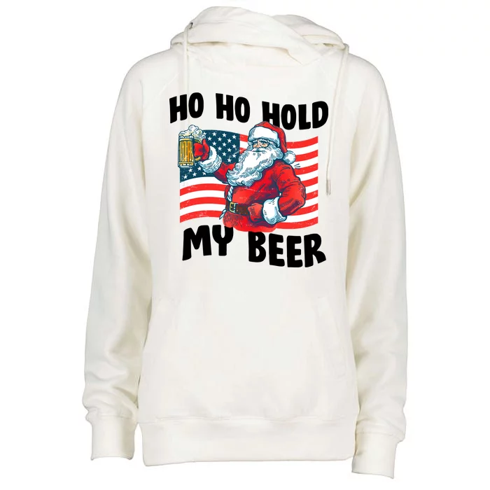 Ho Ho Hold My Beer Christmas In July Womens Funnel Neck Pullover Hood