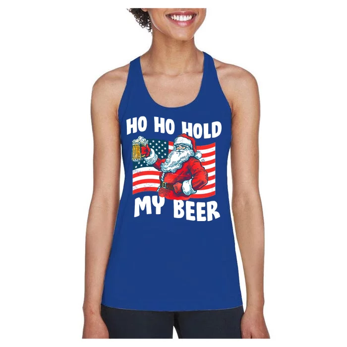 Ho Ho Hold My Beer Christmas In July Women's Racerback Tank