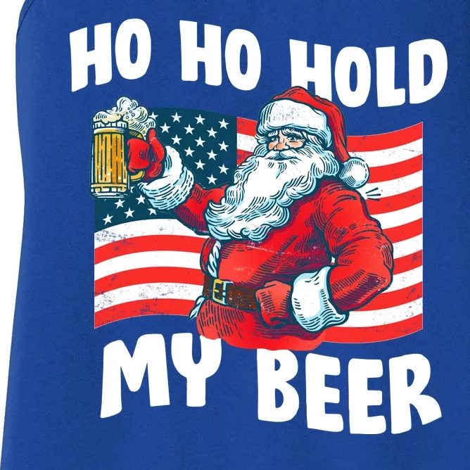 Ho Ho Hold My Beer Christmas In July Women's Racerback Tank