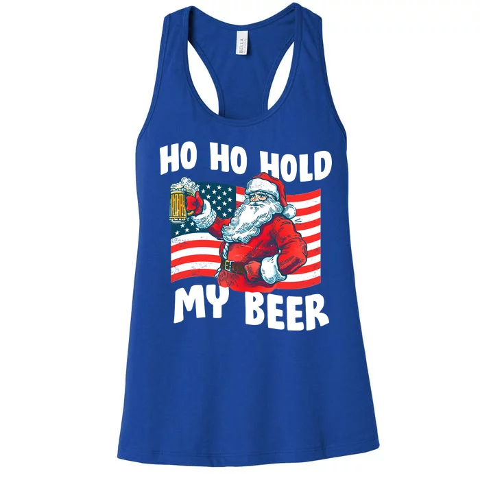 Ho Ho Hold My Beer Christmas In July Women's Racerback Tank