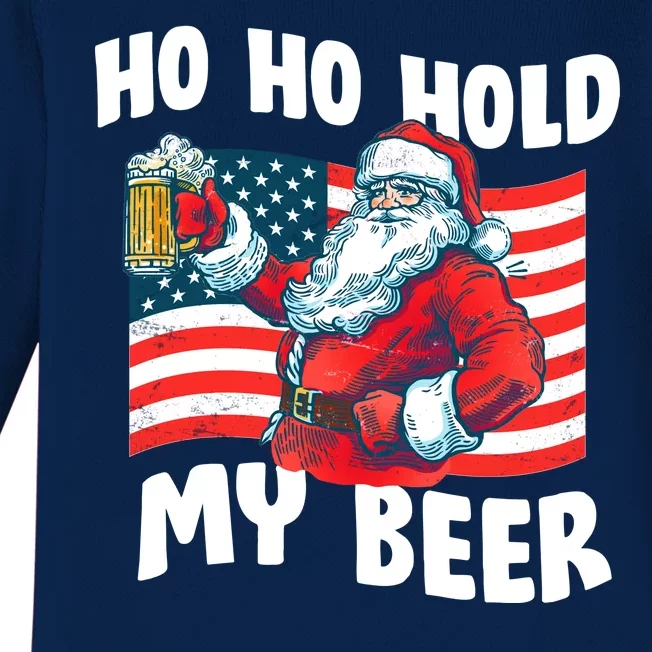 Ho Ho Hold My Beer Christmas In July Baby Long Sleeve Bodysuit