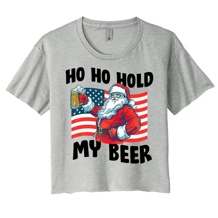 Ho Ho Hold My Beer Christmas In July Women's Crop Top Tee