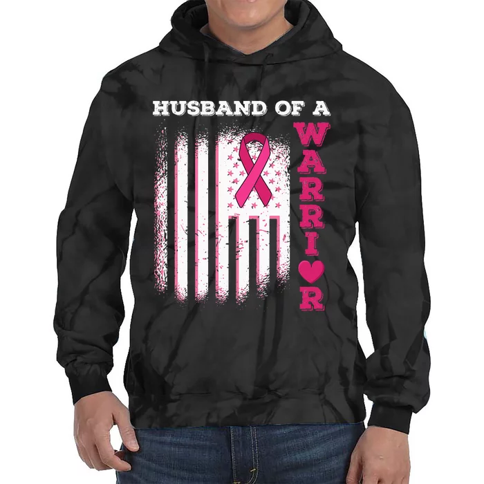 Husband Of A Warrior Breast Cancer Awareness Tie Dye Hoodie