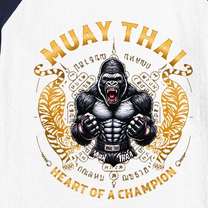 Heart Of A Champion Kickboxing And Muay Thai Angry Gorilla Baseball Sleeve Shirt