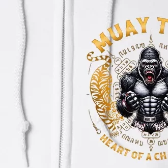 Heart Of A Champion Kickboxing And Muay Thai Angry Gorilla Full Zip Hoodie