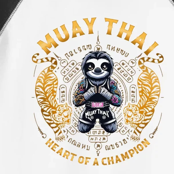 Heart Of A Champion Kickboxing And Muay Thai Cute Sloth Toddler Fine Jersey T-Shirt