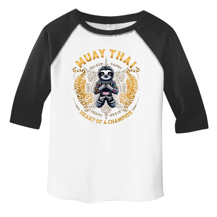 Heart Of A Champion Kickboxing And Muay Thai Cute Sloth Toddler Fine Jersey T-Shirt