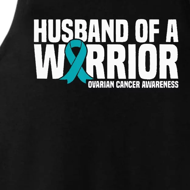 Husband Of A Warrior Teal Ribbon Ovarian Cancer Awareness Ladies Tri-Blend Wicking Tank