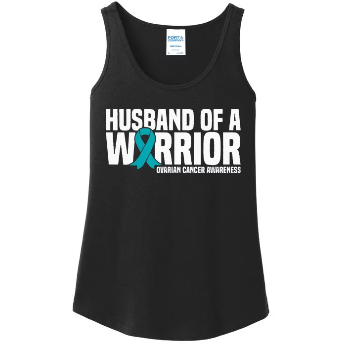 Husband Of A Warrior Teal Ribbon Ovarian Cancer Awareness Ladies Essential Tank