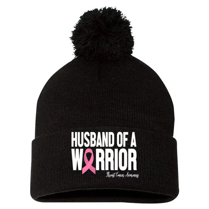 Husband Of A Warrior Breast Cancer Awanress Pom Pom 12in Knit Beanie