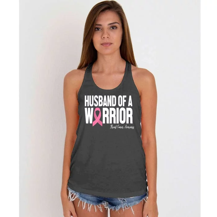 Husband Of A Warrior Breast Cancer Awanress Women's Knotted Racerback Tank