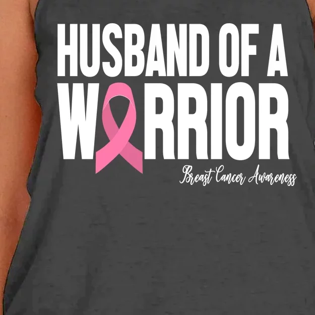 Husband Of A Warrior Breast Cancer Awanress Women's Knotted Racerback Tank