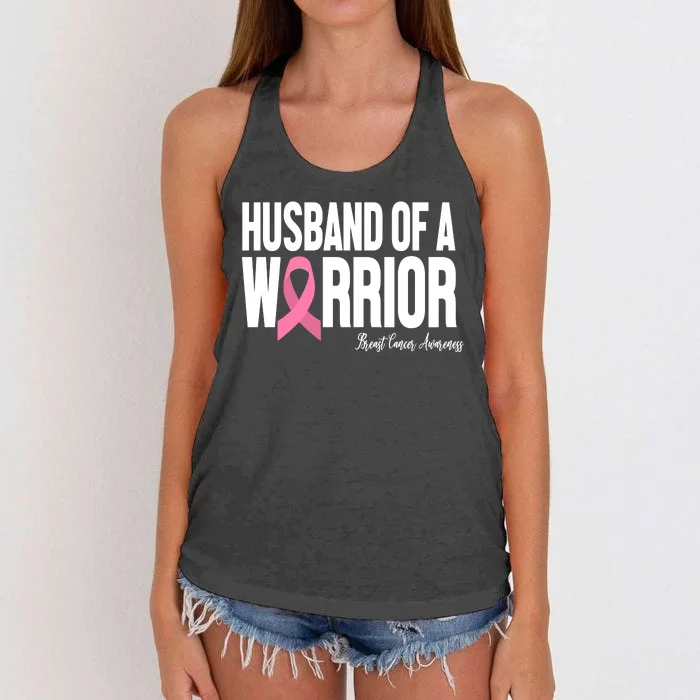 Husband Of A Warrior Breast Cancer Awanress Women's Knotted Racerback Tank