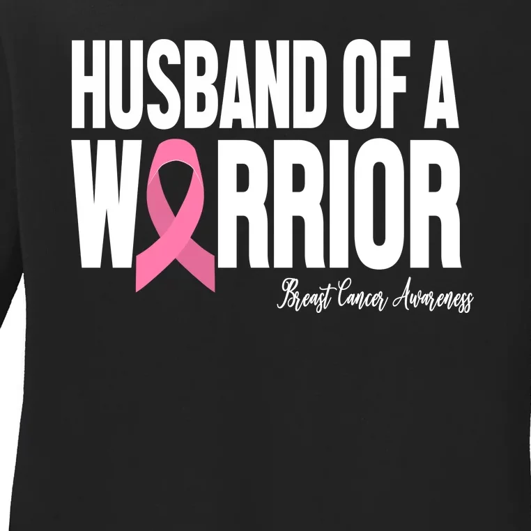 Husband Of A Warrior Breast Cancer Awanress Ladies Long Sleeve Shirt