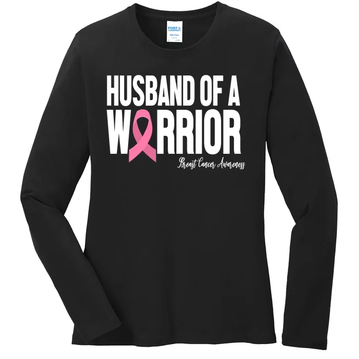 Husband Of A Warrior Breast Cancer Awanress Ladies Long Sleeve Shirt