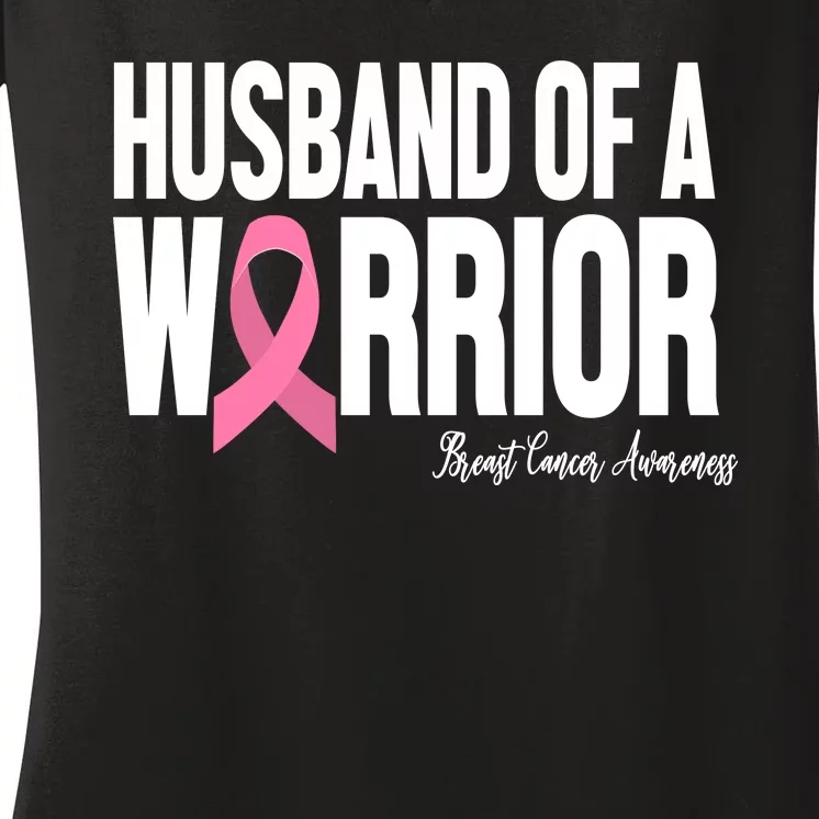 Husband Of A Warrior Breast Cancer Awanress Women's V-Neck T-Shirt