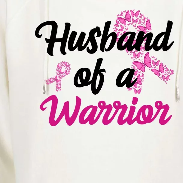 Husband Of A Warrior Breast Cancer Ribbon Womens Funnel Neck Pullover Hood