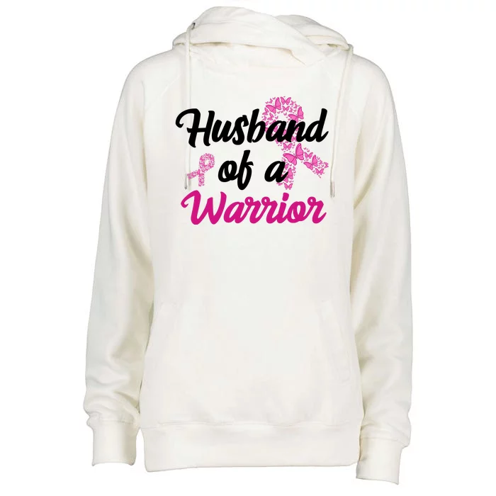 Husband Of A Warrior Breast Cancer Ribbon Womens Funnel Neck Pullover Hood