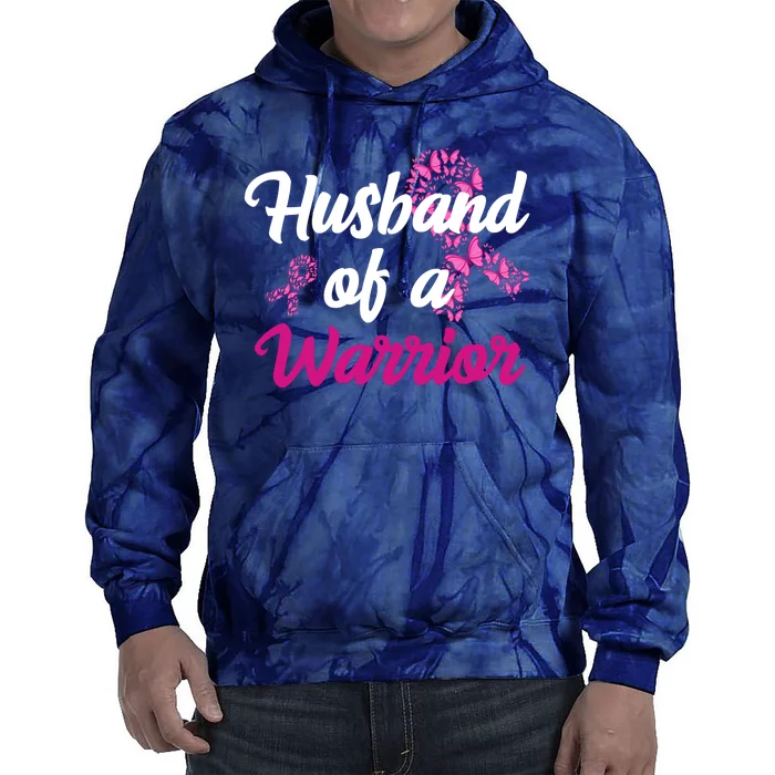 Husband Of A Warrior Breast Cancer Ribbon Tie Dye Hoodie