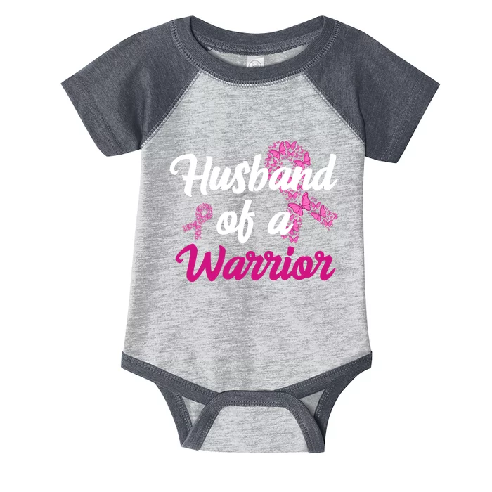 Husband Of A Warrior Breast Cancer Ribbon Infant Baby Jersey Bodysuit