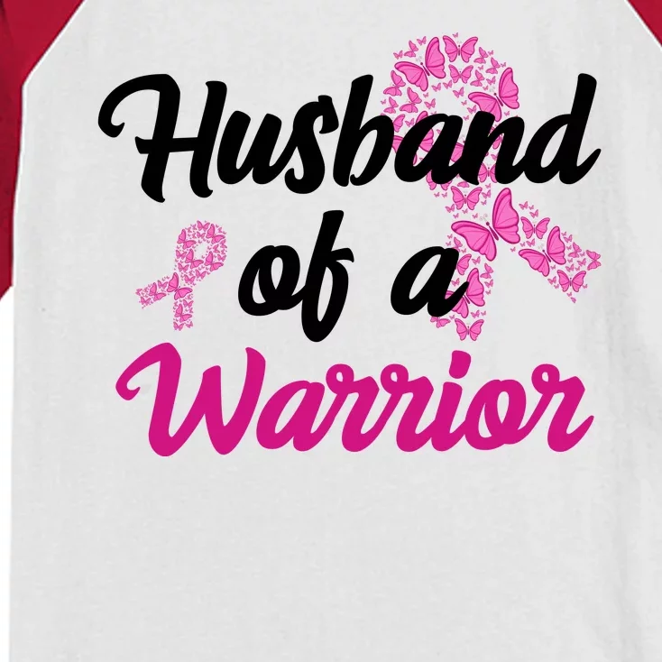 Husband Of A Warrior Breast Cancer Ribbon Kids Colorblock Raglan Jersey