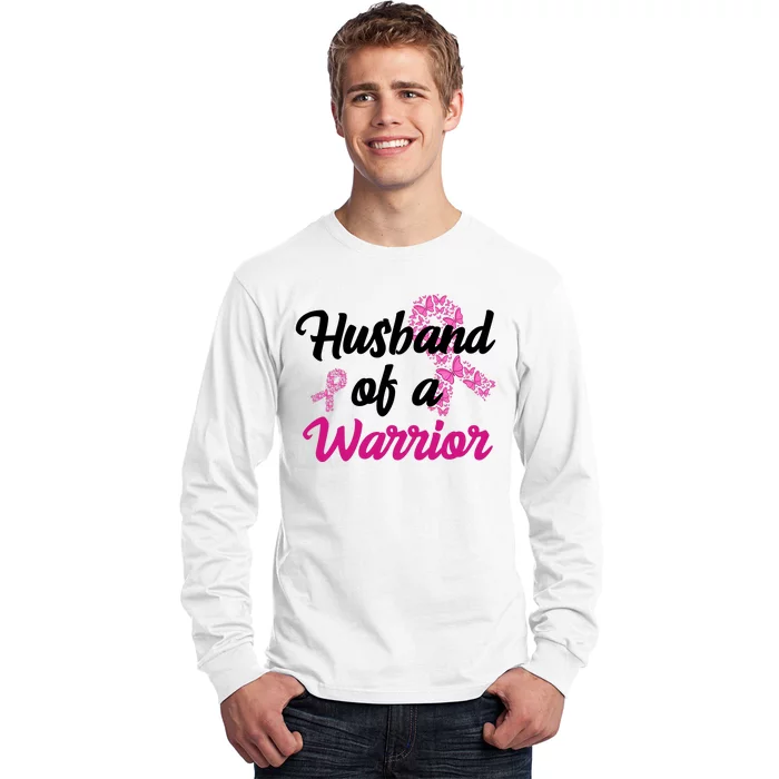 Husband Of A Warrior Breast Cancer Ribbon Long Sleeve Shirt