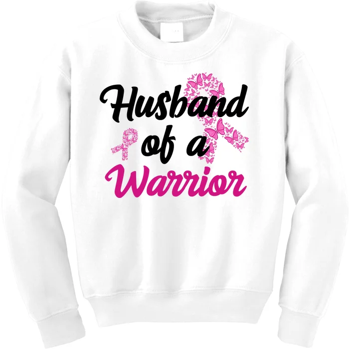 Husband Of A Warrior Breast Cancer Ribbon Kids Sweatshirt