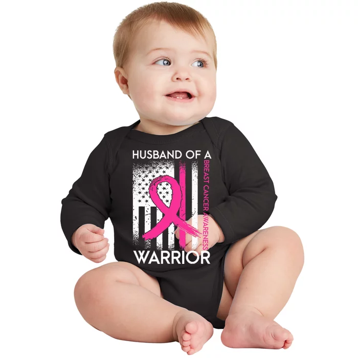 Husband Of A Warrior Breast Cancer Awareness Support Squad Baby Long Sleeve Bodysuit