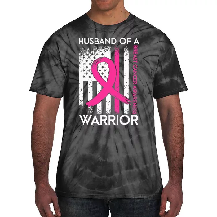 Husband Of A Warrior Breast Cancer Awareness Support Squad Tie-Dye T-Shirt