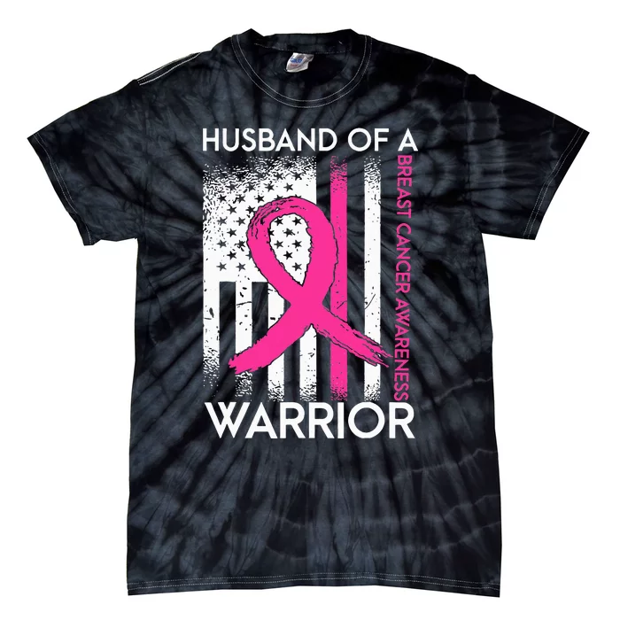 Husband Of A Warrior Breast Cancer Awareness Support Squad Tie-Dye T-Shirt