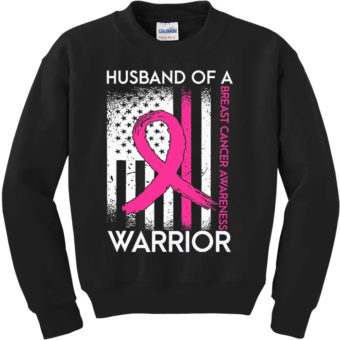 Husband Of A Warrior Breast Cancer Awareness Support Squad Kids Sweatshirt