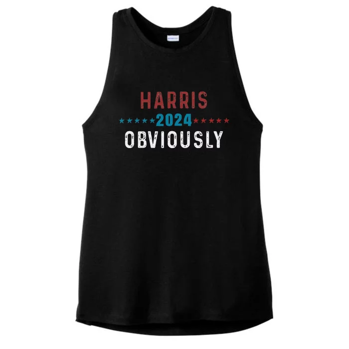 Harris. Obviously. A Vote For 2024 President Kamala Harris Ladies Tri-Blend Wicking Tank