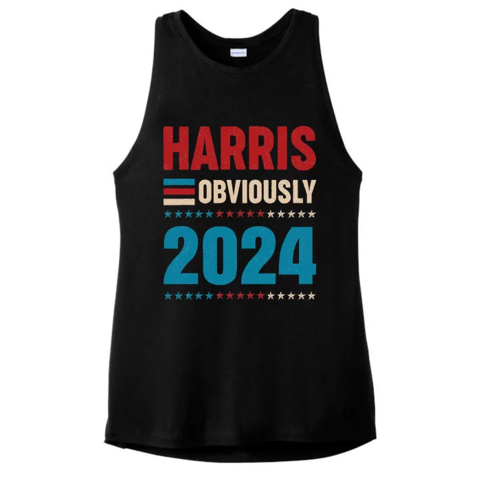 Harris. Obviously. A Vote For 2024 President Kamala Harris Ladies Tri-Blend Wicking Tank