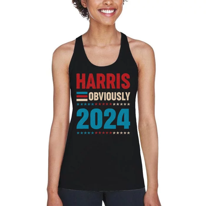 Harris. Obviously. A Vote For 2024 President Kamala Harris Women's Racerback Tank