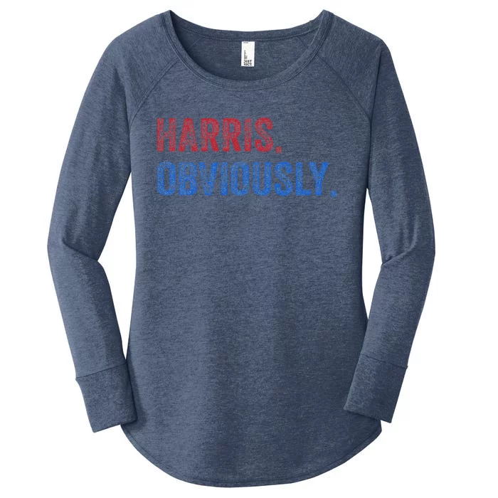 Harris. Obviously. A Vote For 2024 President Kamala Harris Women's Perfect Tri Tunic Long Sleeve Shirt