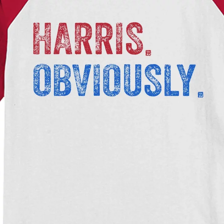 Harris. Obviously. A Vote For 2024 President Kamala Harris Kids Colorblock Raglan Jersey