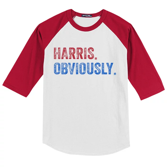 Harris. Obviously. A Vote For 2024 President Kamala Harris Kids Colorblock Raglan Jersey