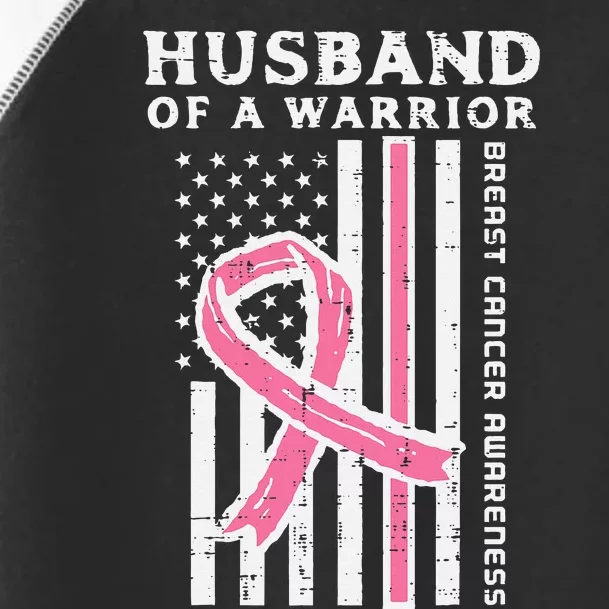 Husband Of A Warrior American Flag Breast Cancer Awareness Toddler Fine Jersey T-Shirt