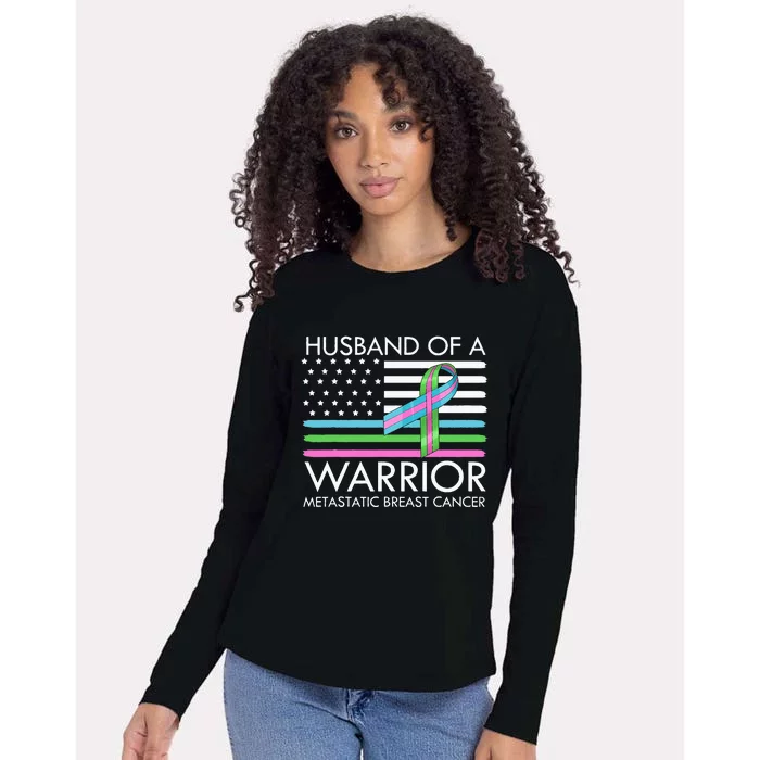 Husband Of A Warrior Metastatic Breast Cancer Awareness Womens Cotton Relaxed Long Sleeve T-Shirt