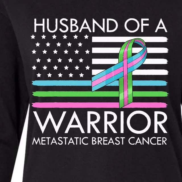 Husband Of A Warrior Metastatic Breast Cancer Awareness Womens Cotton Relaxed Long Sleeve T-Shirt