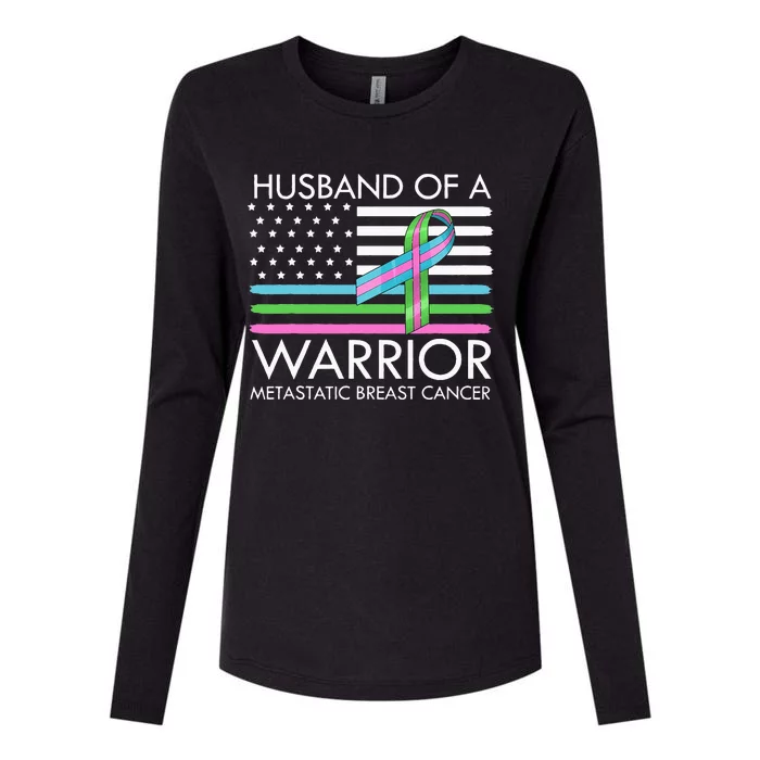 Husband Of A Warrior Metastatic Breast Cancer Awareness Womens Cotton Relaxed Long Sleeve T-Shirt