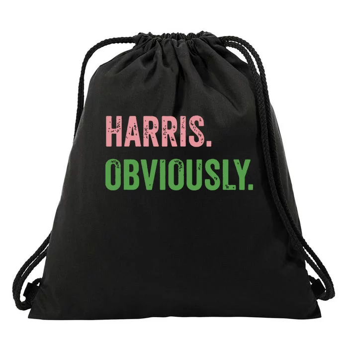 Harris Obviously A Vote For 2024 President Kamala Harris Drawstring Bag