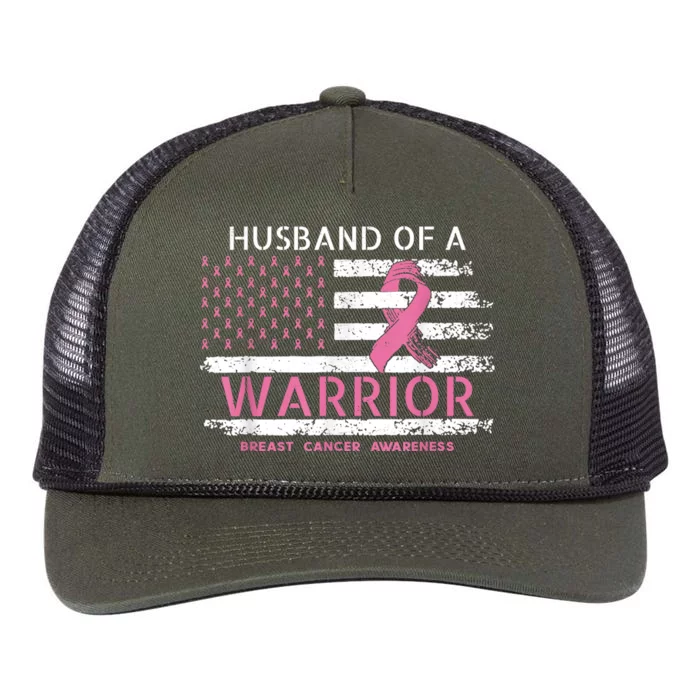 Husband Of A Warrior Breast Cancer Support Squad Retro Rope Trucker Hat Cap