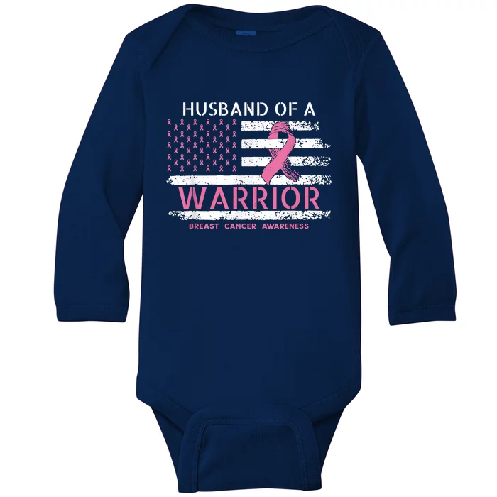 Husband Of A Warrior Breast Cancer Support Squad Baby Long Sleeve Bodysuit