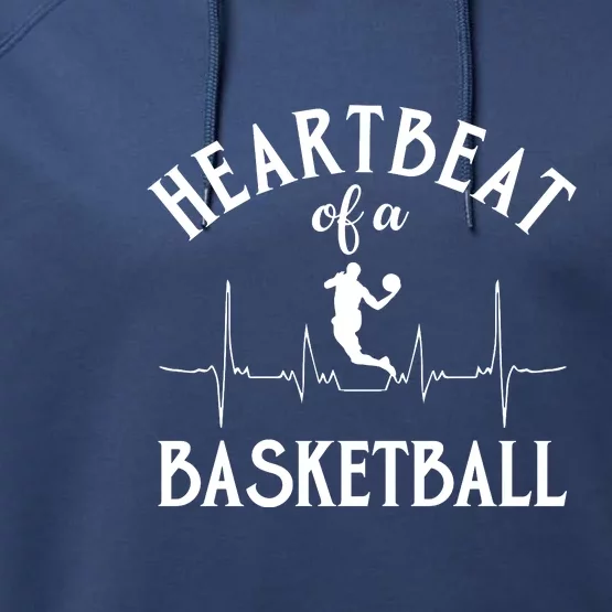 Heartbeat Of A Basketball Gift Funny Sport Performance Fleece Hoodie