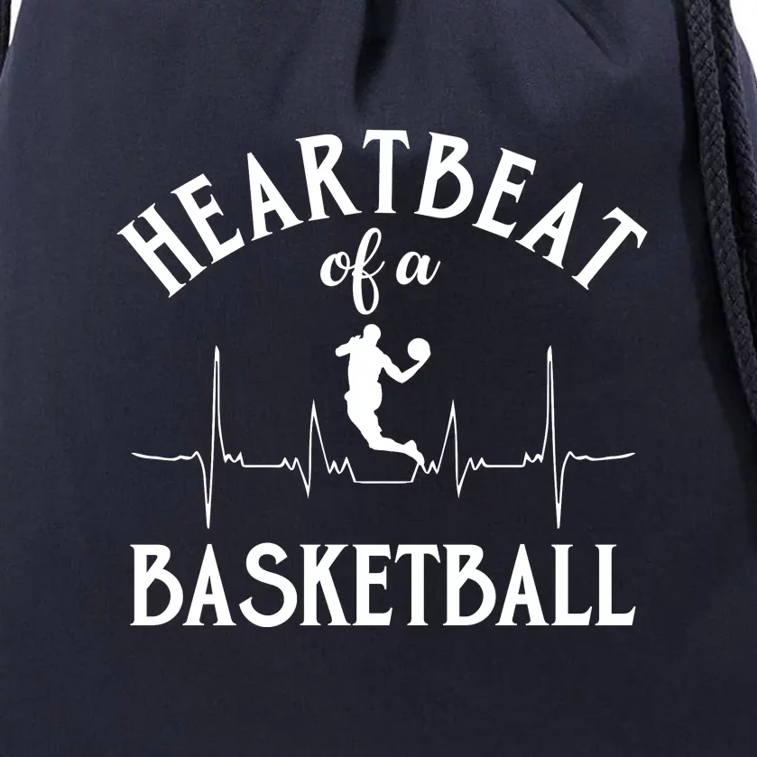 Heartbeat Of A Basketball Gift Funny Sport Drawstring Bag