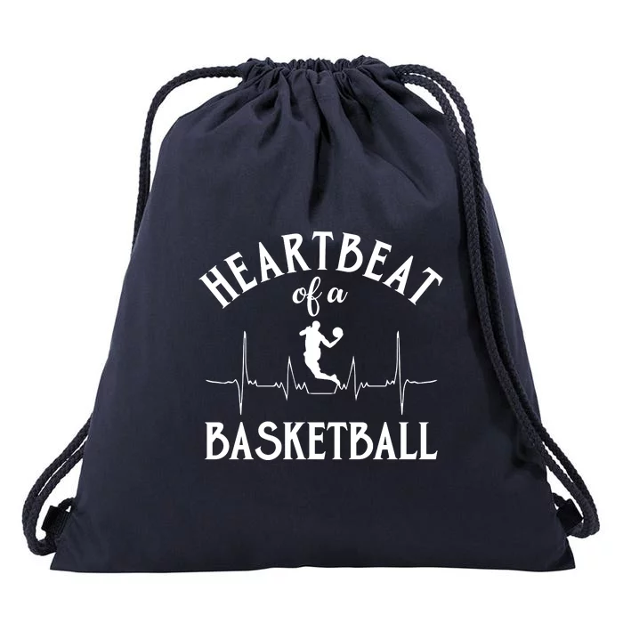 Heartbeat Of A Basketball Gift Funny Sport Drawstring Bag