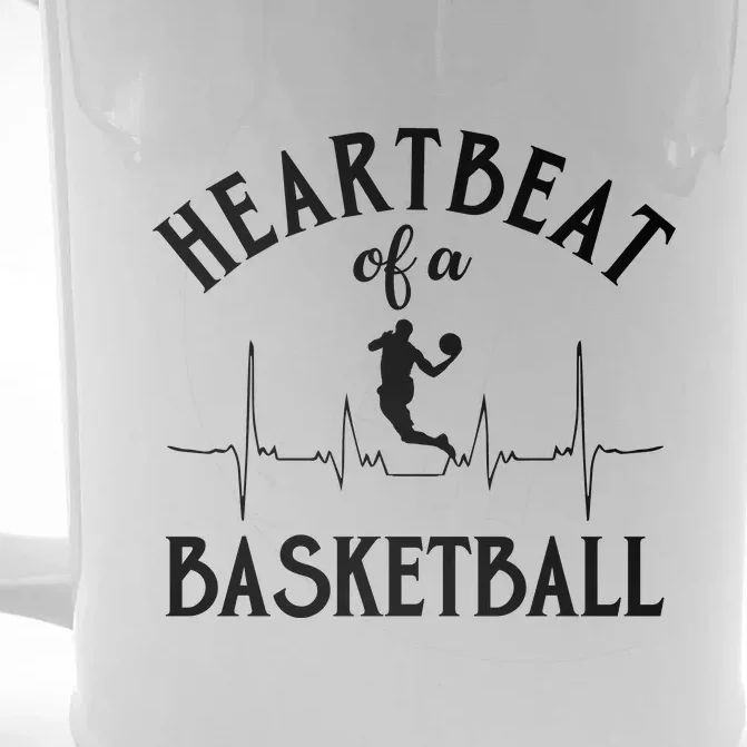 Heartbeat Of A Basketball Gift Funny Sport Front & Back Beer Stein