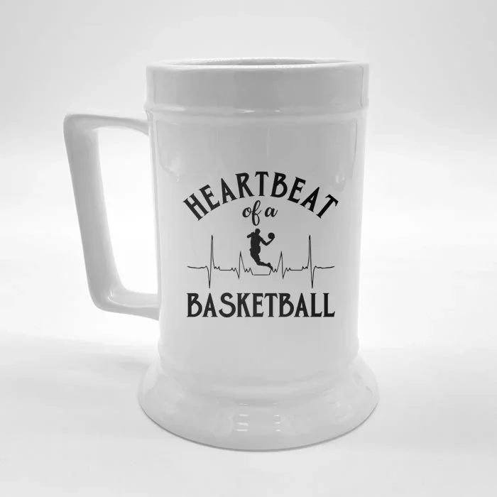 Heartbeat Of A Basketball Gift Funny Sport Front & Back Beer Stein