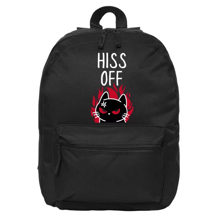 Hiss Off Angry Cat Funny Cat 16 in Basic Backpack